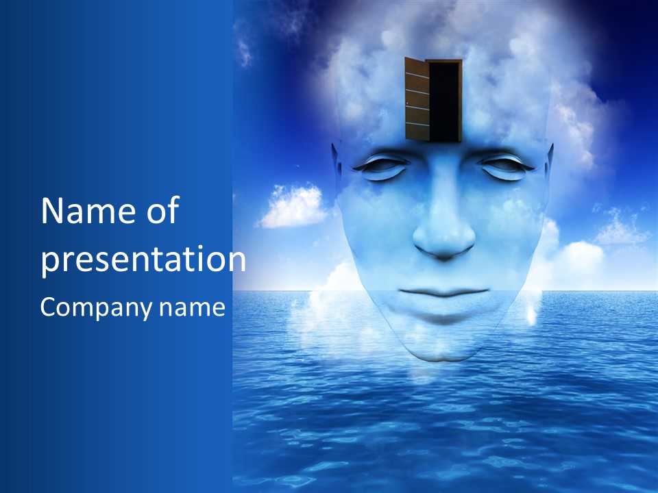 A Very Abstract And Conceptual Image Of A Mans Face, All About Imagination And Open Mindness. PowerPoint Template