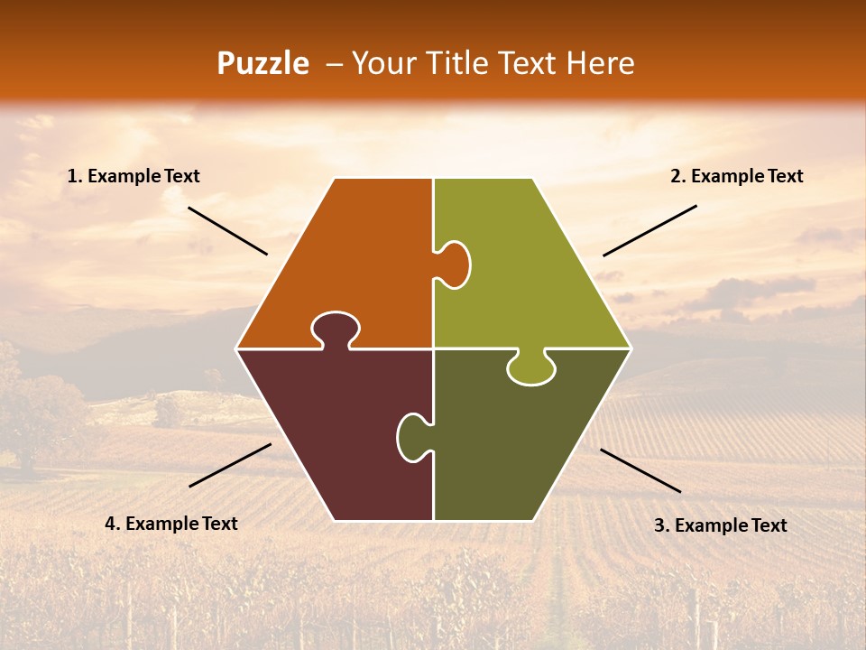 Autumn Sunset Over Vineyard PowerPoint Template