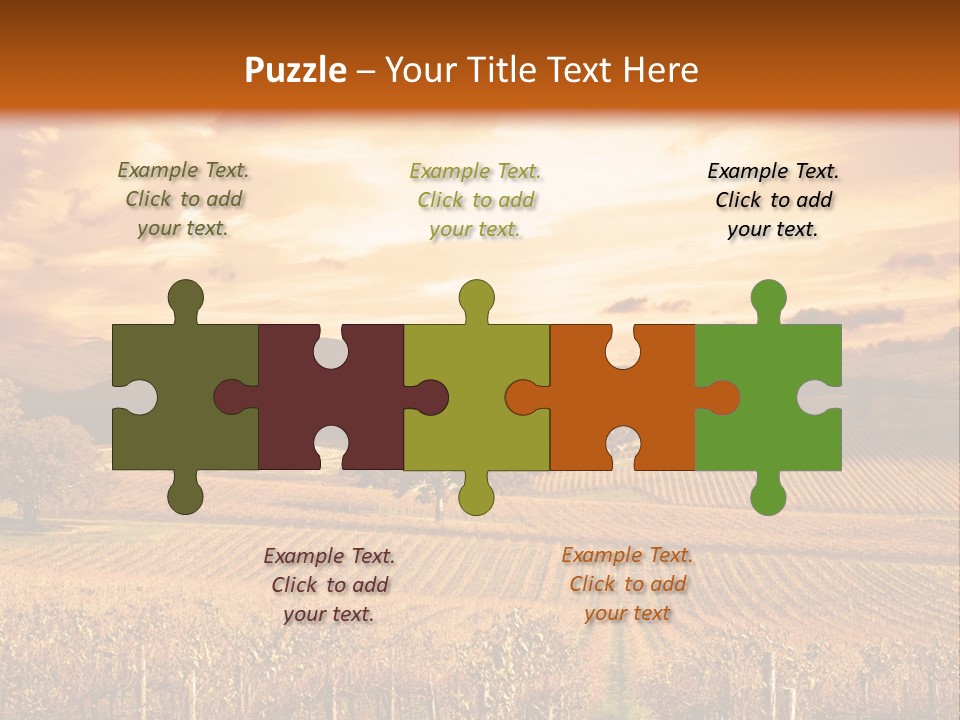 Autumn Sunset Over Vineyard PowerPoint Template