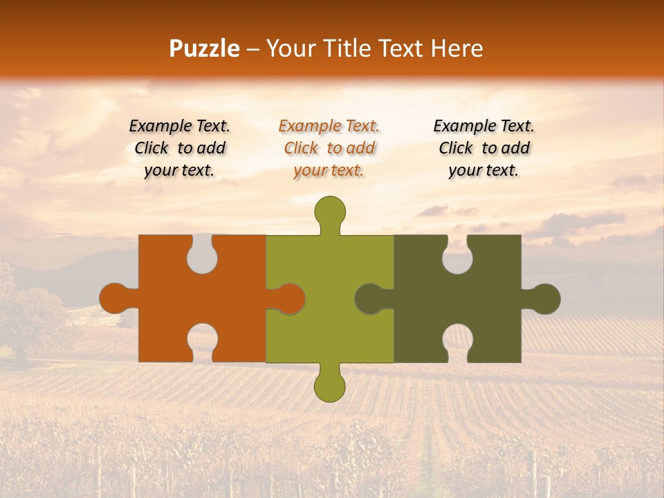 Autumn Sunset Over Vineyard PowerPoint Template