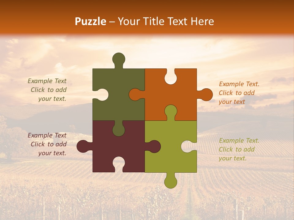 Autumn Sunset Over Vineyard PowerPoint Template