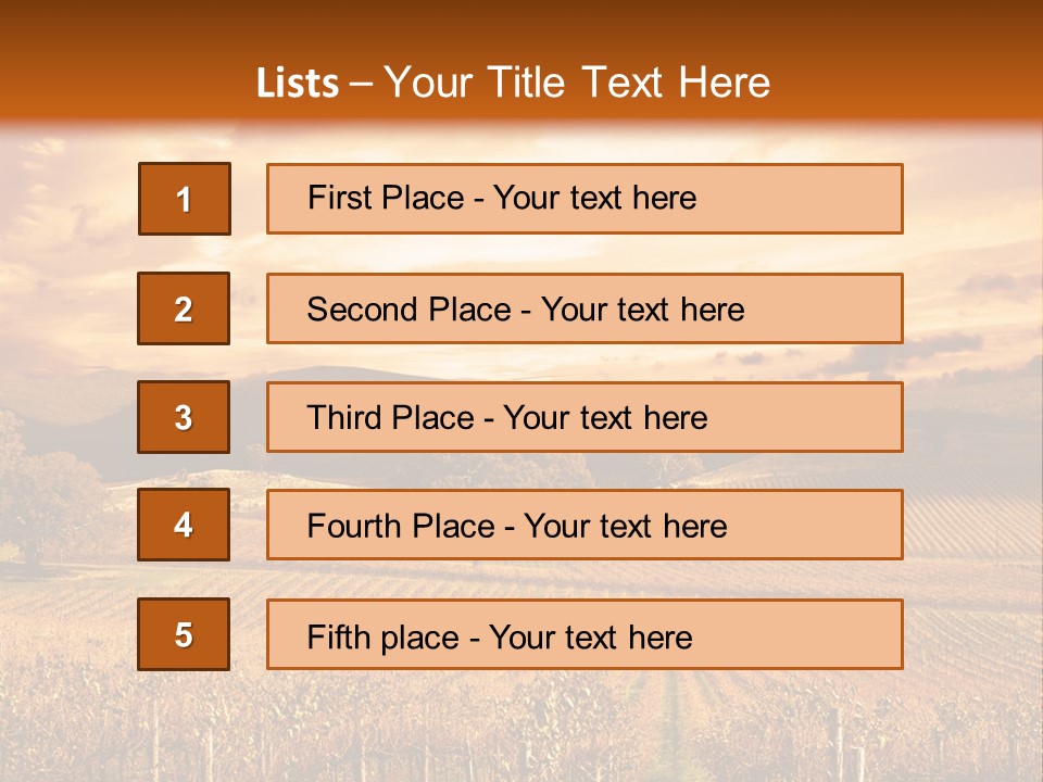 Autumn Sunset Over Vineyard PowerPoint Template