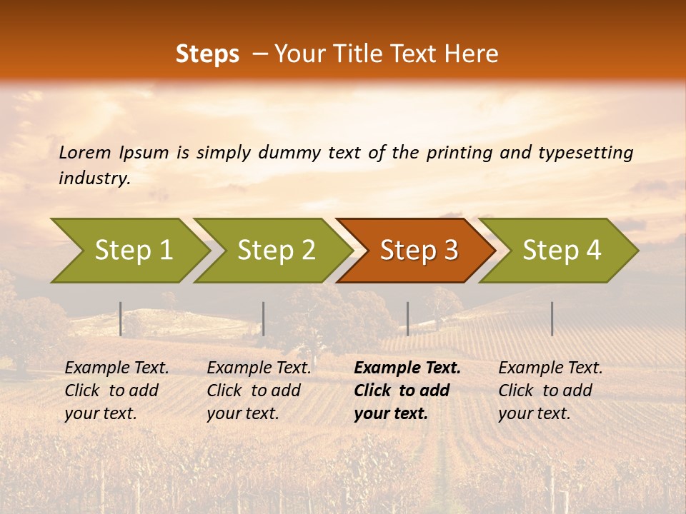 Autumn Sunset Over Vineyard PowerPoint Template