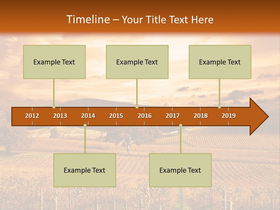 Autumn Sunset Over Vineyard PowerPoint Template