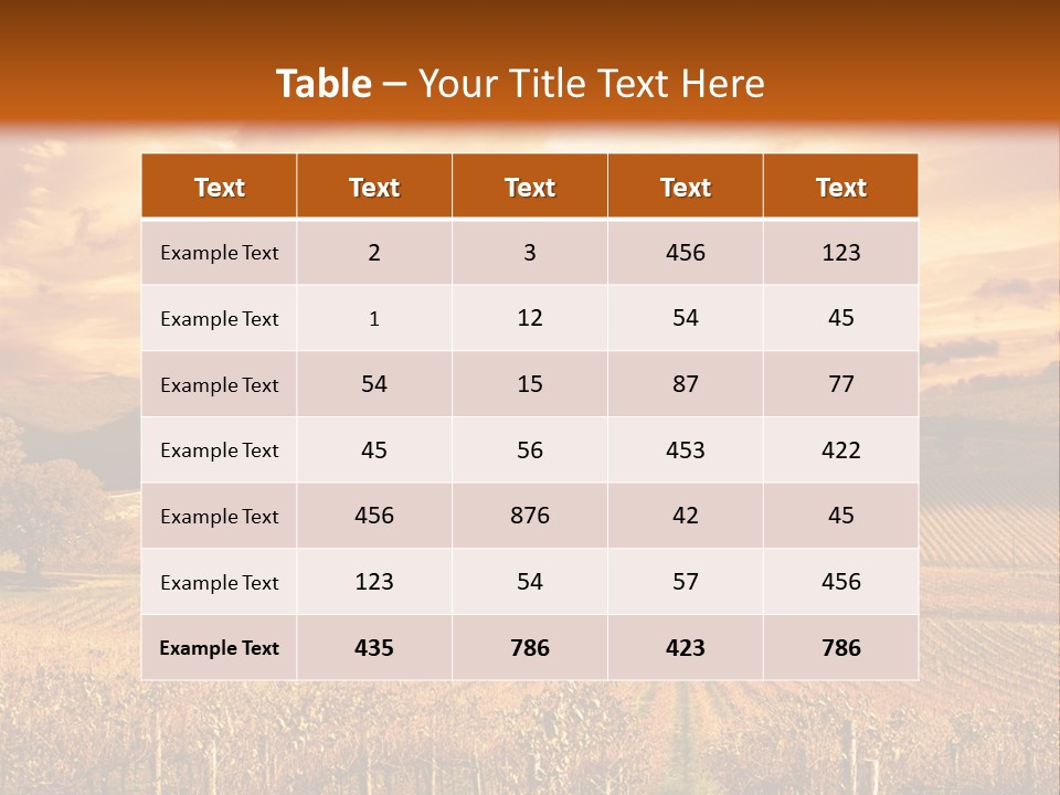 Autumn Sunset Over Vineyard PowerPoint Template