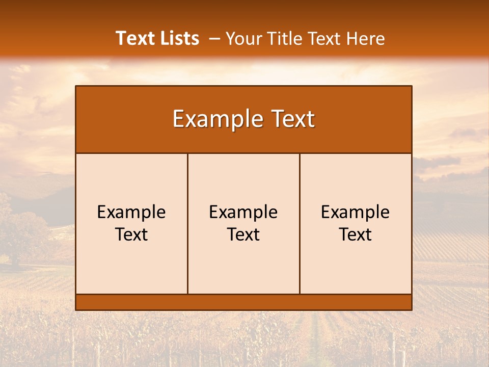 Autumn Sunset Over Vineyard PowerPoint Template