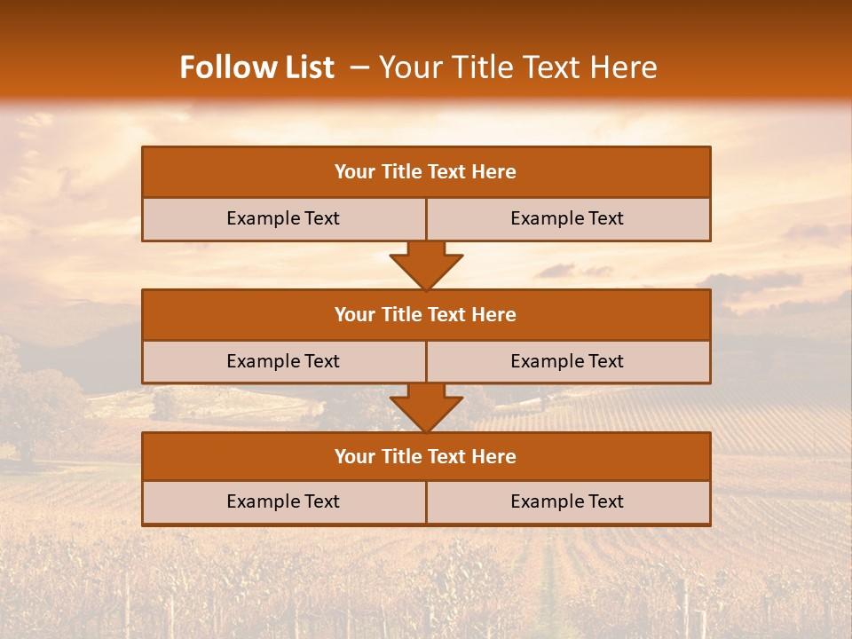 Autumn Sunset Over Vineyard PowerPoint Template