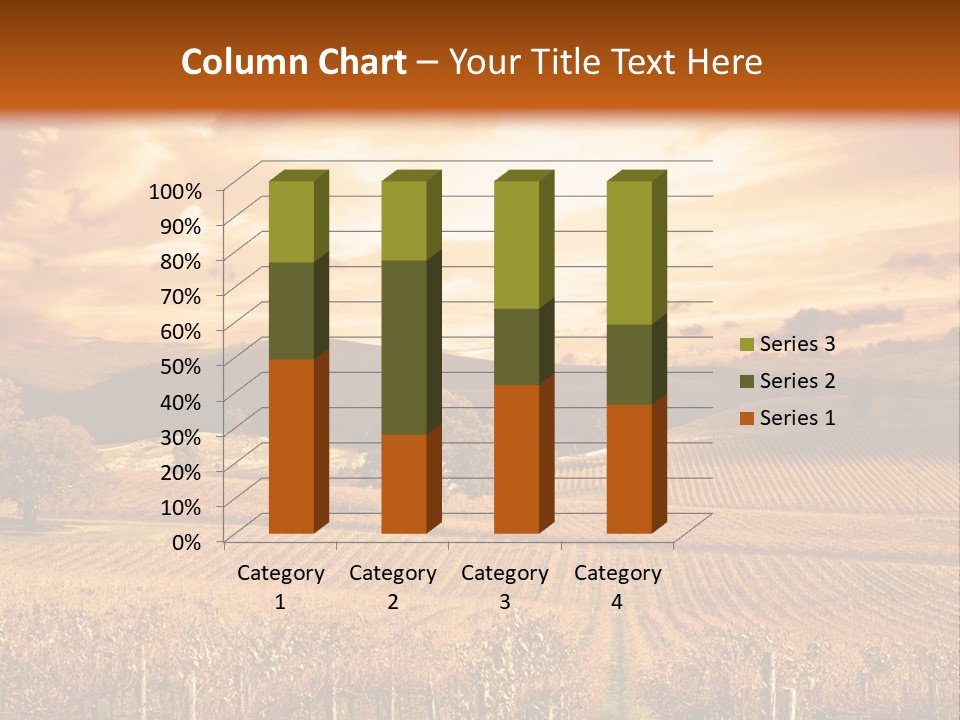 Autumn Sunset Over Vineyard PowerPoint Template