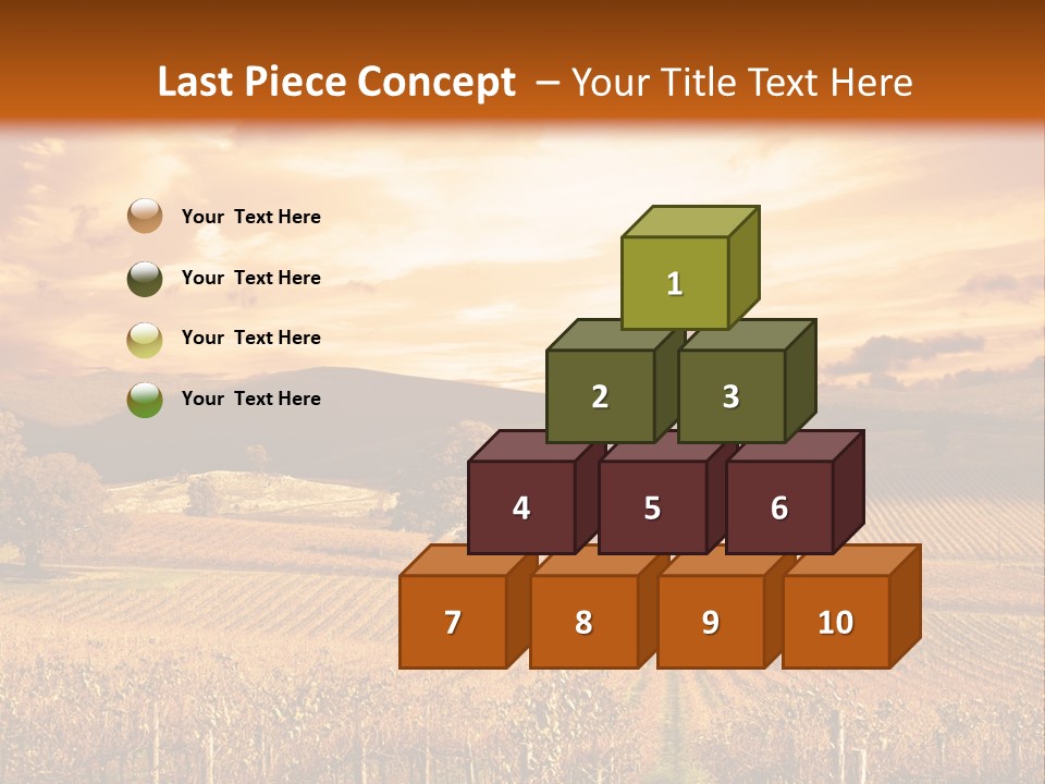 Autumn Sunset Over Vineyard PowerPoint Template