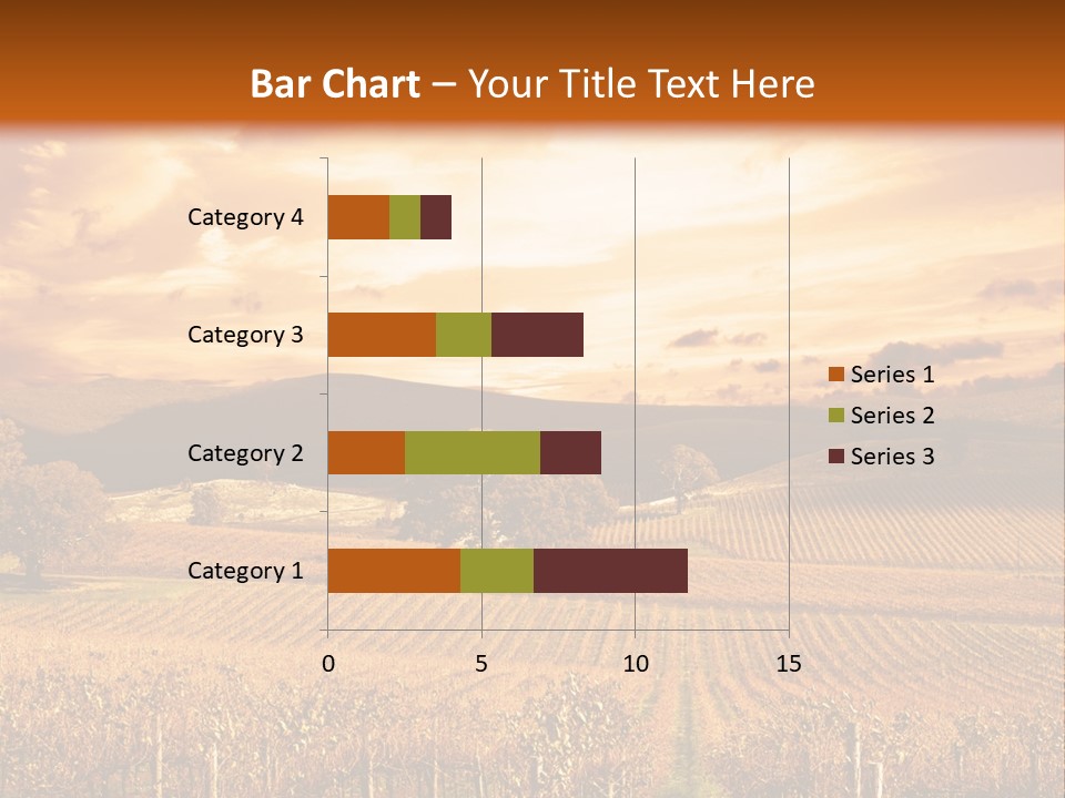 Autumn Sunset Over Vineyard PowerPoint Template