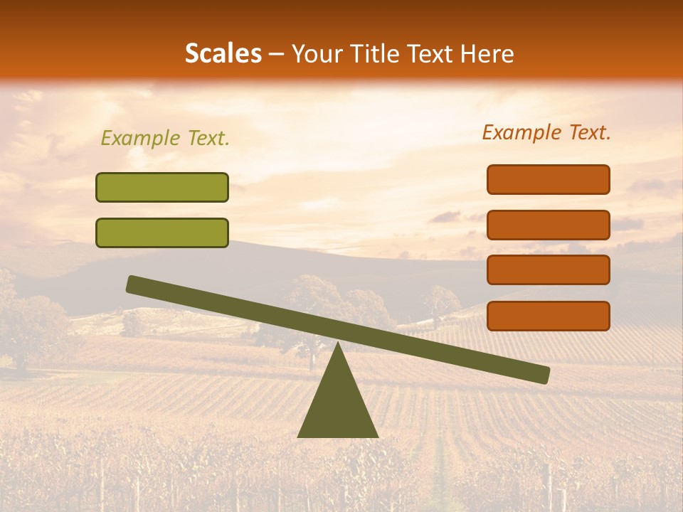 Autumn Sunset Over Vineyard PowerPoint Template