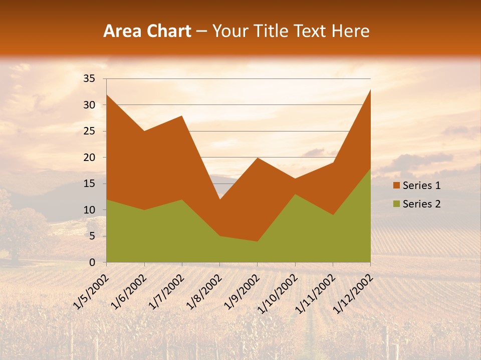 Autumn Sunset Over Vineyard PowerPoint Template