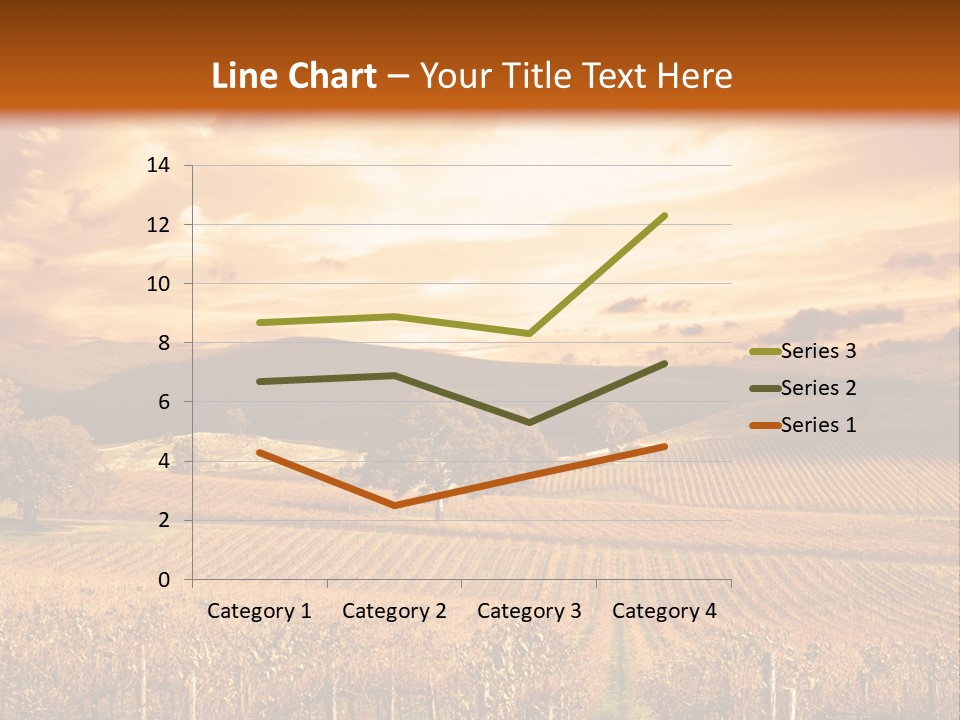 Autumn Sunset Over Vineyard PowerPoint Template