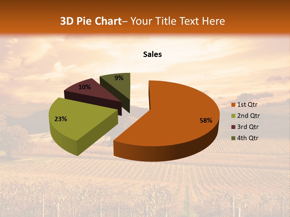 Autumn Sunset Over Vineyard PowerPoint Template