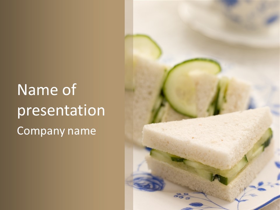 Cucumber Sandwich On White Bread With Afternoon Tea PowerPoint Template