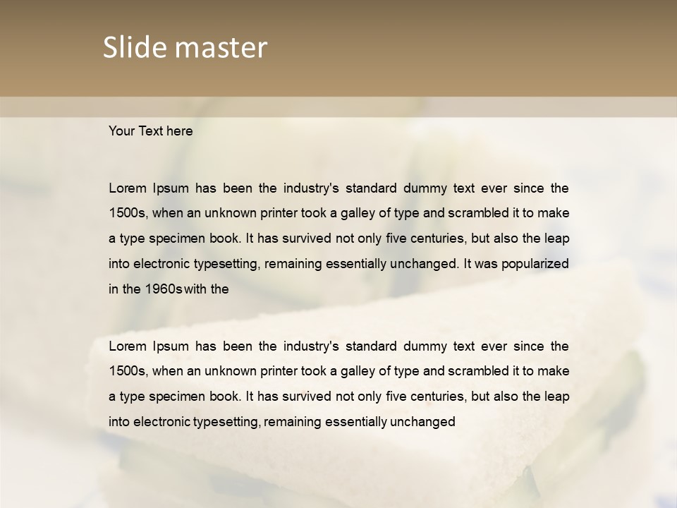 Cucumber Sandwich On White Bread With Afternoon Tea PowerPoint Template