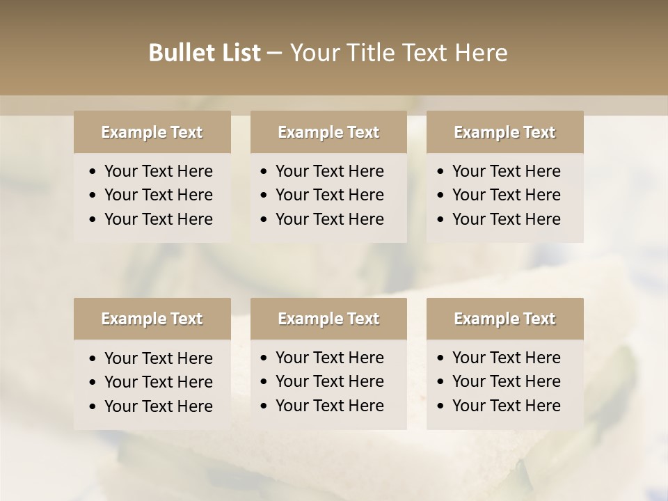 Cucumber Sandwich On White Bread With Afternoon Tea PowerPoint Template