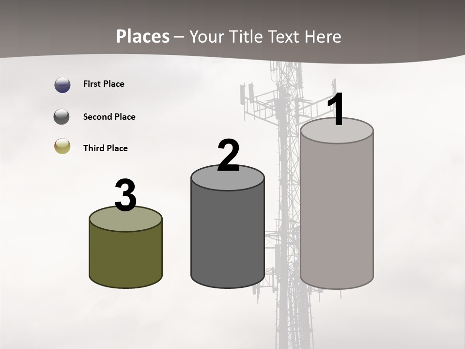 Communication Tower Against Gray Cloudy Sky PowerPoint Template