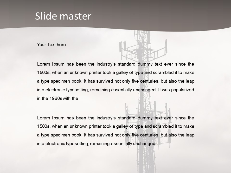 Communication Tower Against Gray Cloudy Sky PowerPoint Template