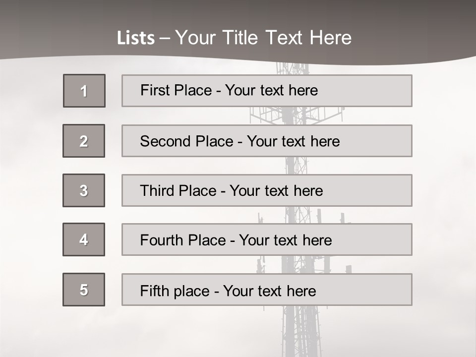Communication Tower Against Gray Cloudy Sky PowerPoint Template