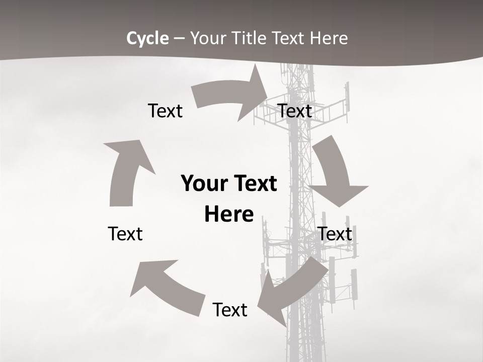 Communication Tower Against Gray Cloudy Sky PowerPoint Template