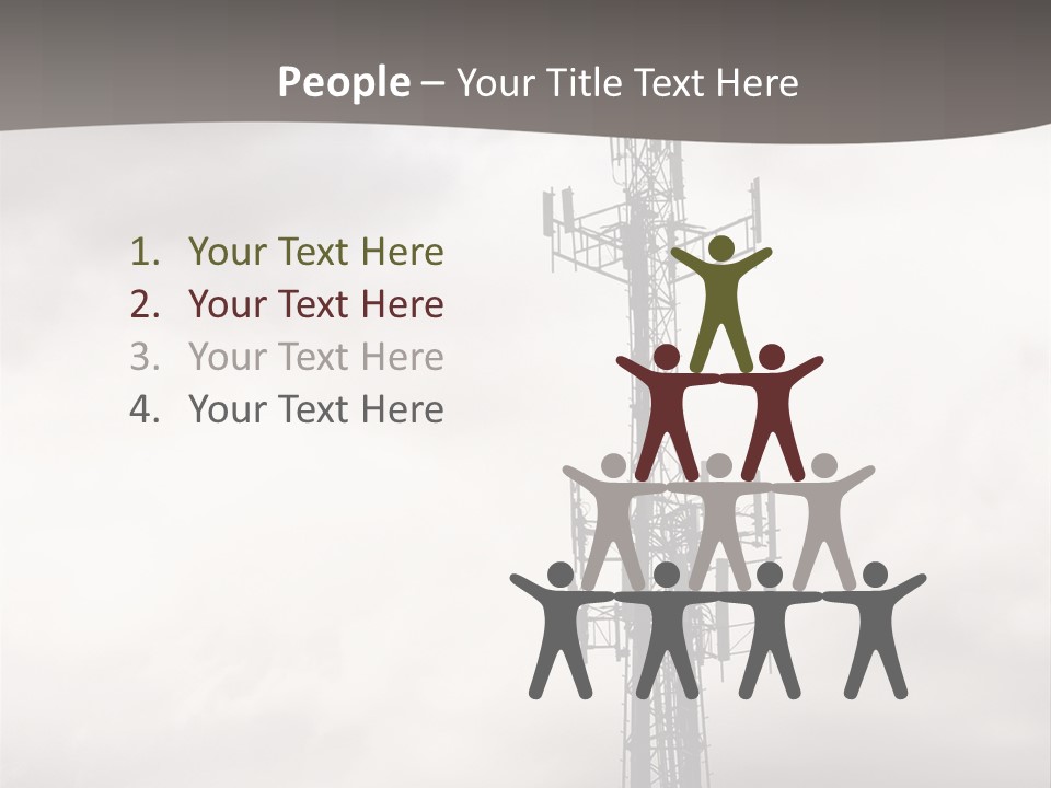 Communication Tower Against Gray Cloudy Sky PowerPoint Template