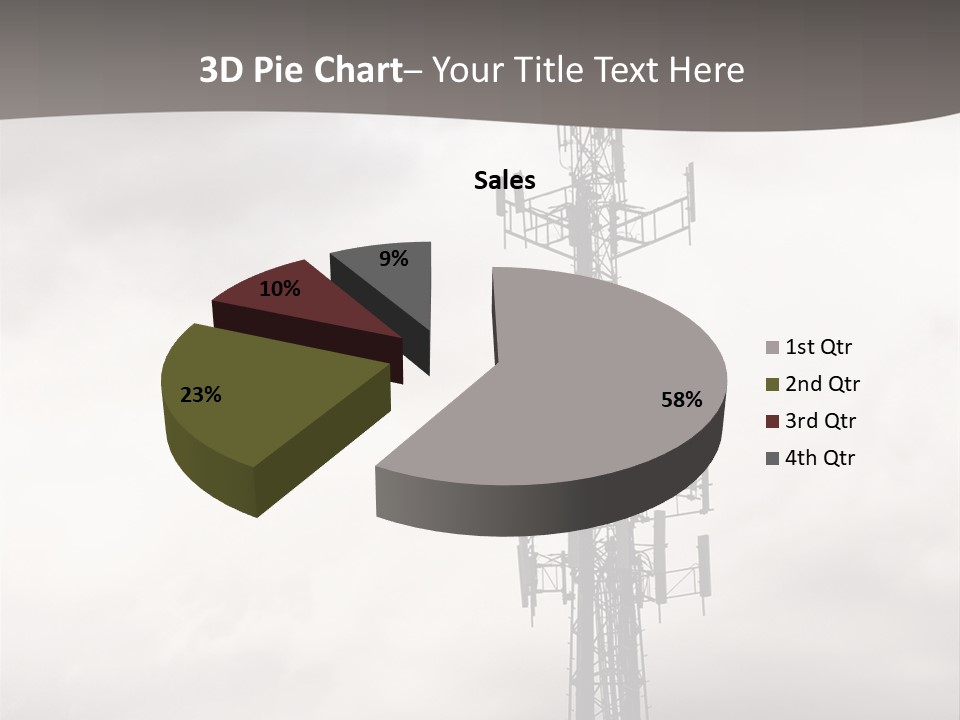 Communication Tower Against Gray Cloudy Sky PowerPoint Template