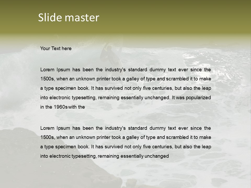 Surfing Close To The Dangerous Rocky Coast. PowerPoint Template