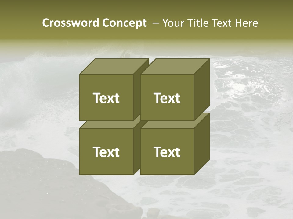Surfing Close To The Dangerous Rocky Coast. PowerPoint Template