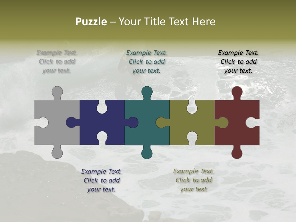 Surfing Close To The Dangerous Rocky Coast. PowerPoint Template