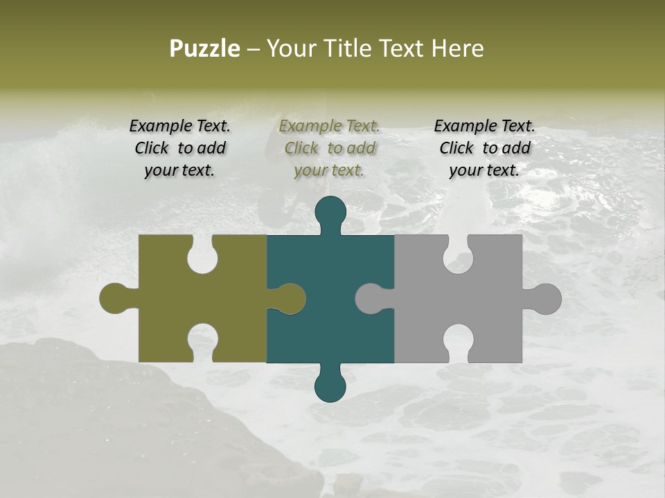 Surfing Close To The Dangerous Rocky Coast. PowerPoint Template