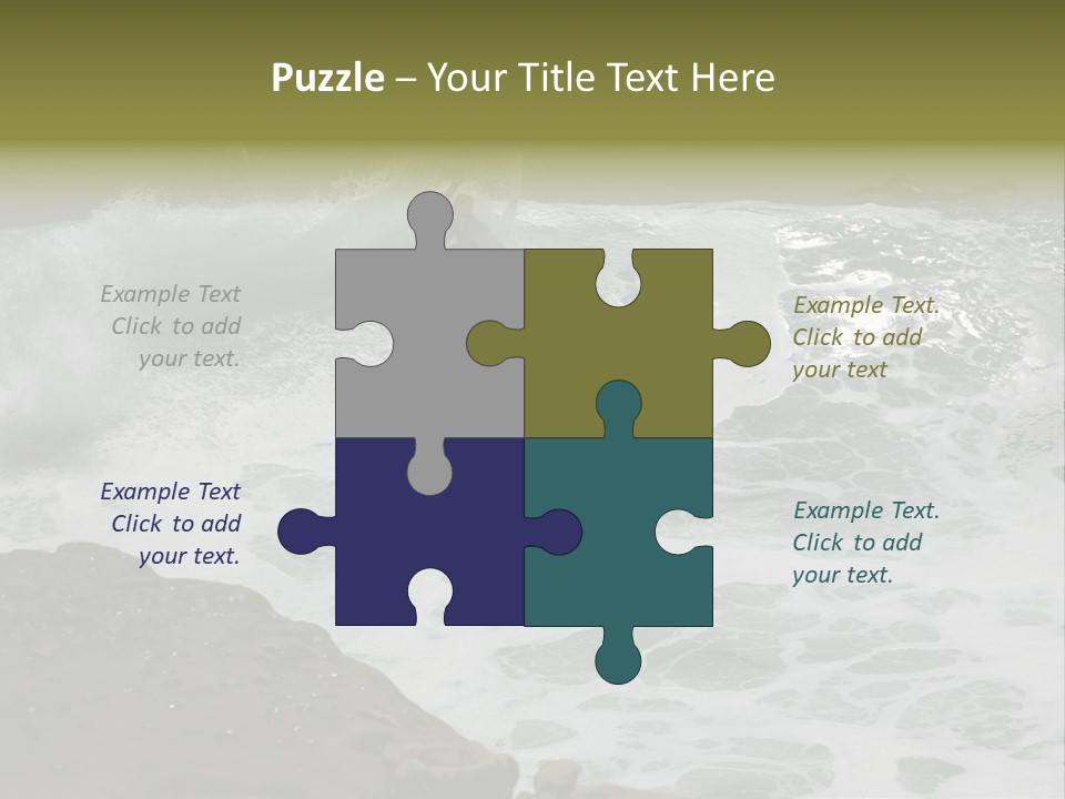 Surfing Close To The Dangerous Rocky Coast. PowerPoint Template