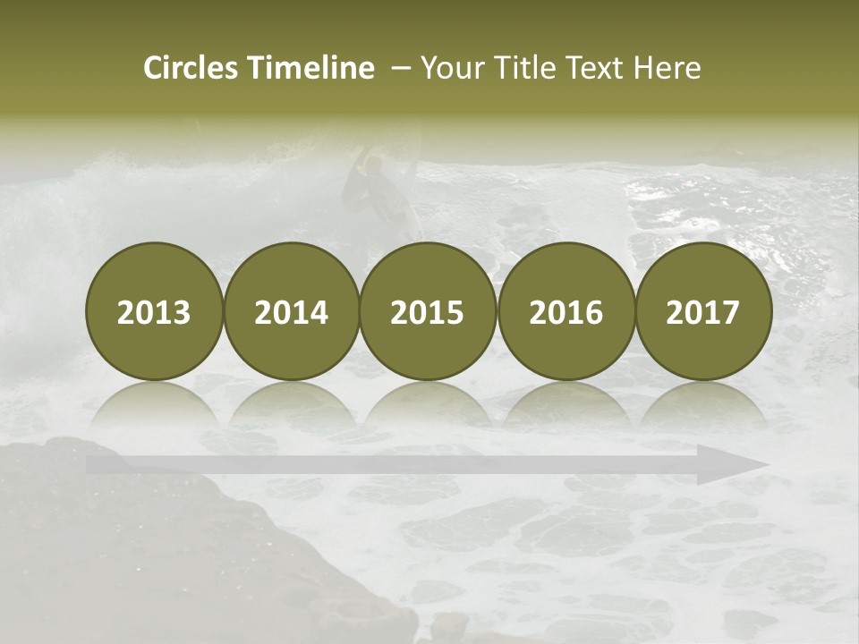 Surfing Close To The Dangerous Rocky Coast. PowerPoint Template