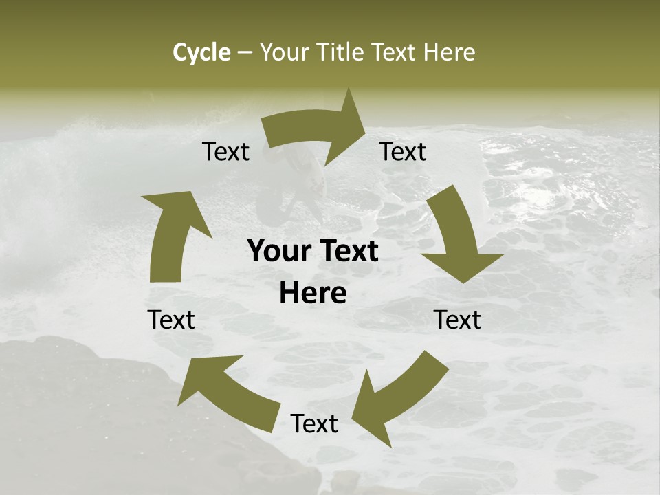 Surfing Close To The Dangerous Rocky Coast. PowerPoint Template