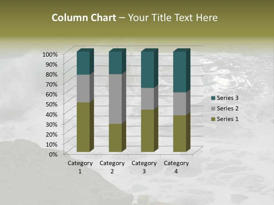 Surfing Close To The Dangerous Rocky Coast. PowerPoint Template