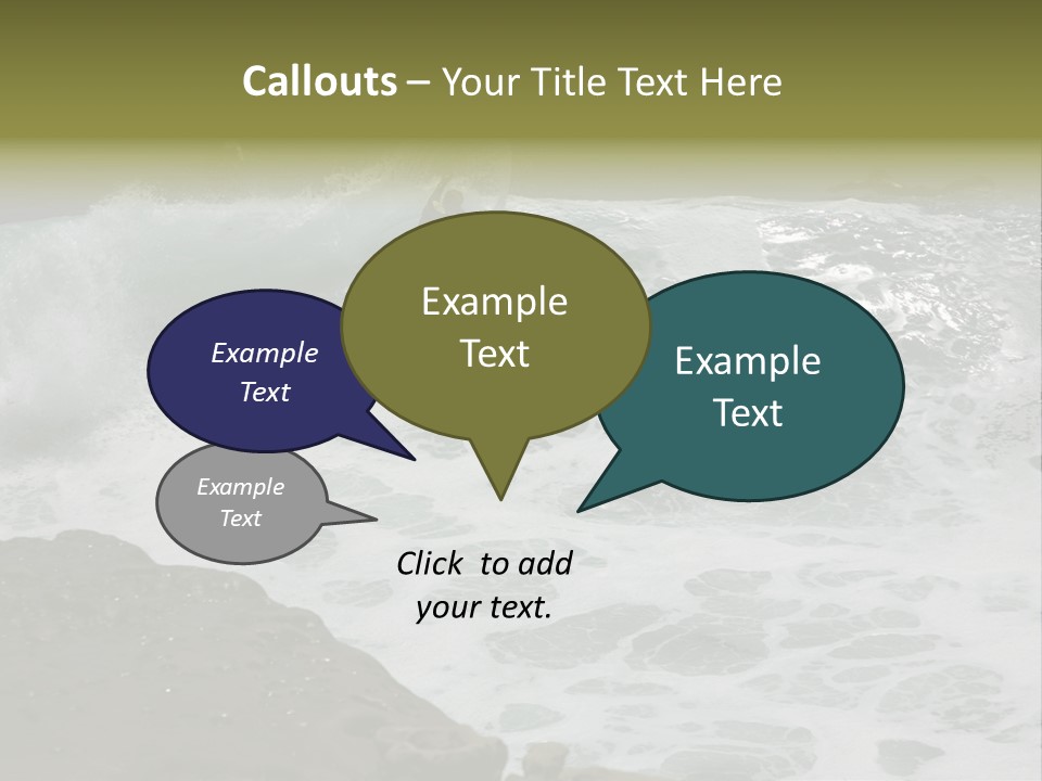 Surfing Close To The Dangerous Rocky Coast. PowerPoint Template