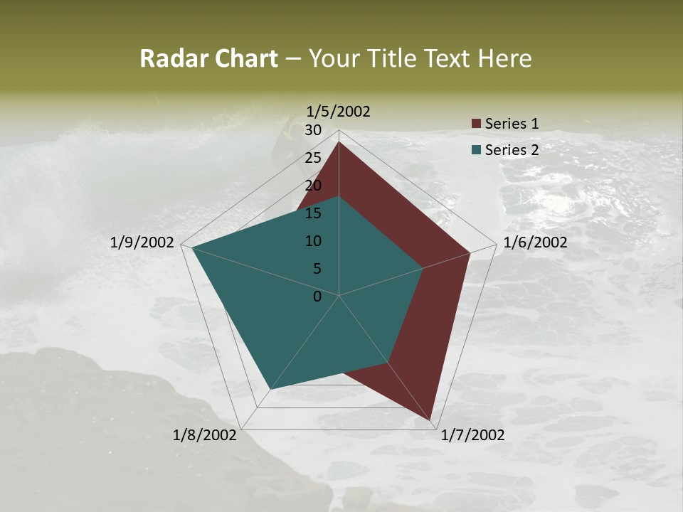 Surfing Close To The Dangerous Rocky Coast. PowerPoint Template