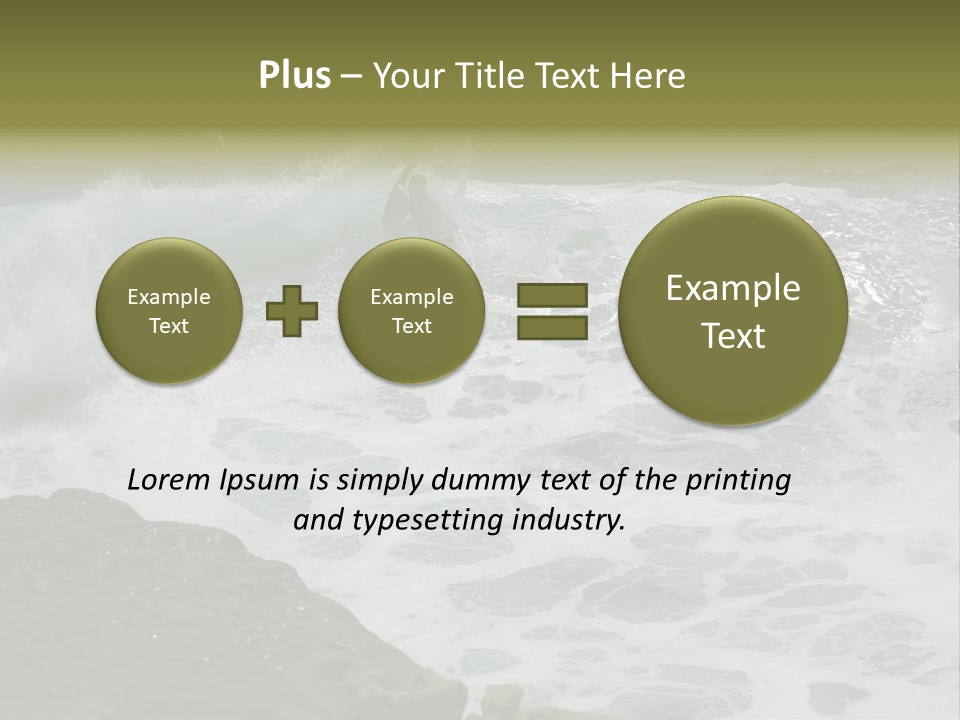 Surfing Close To The Dangerous Rocky Coast. PowerPoint Template