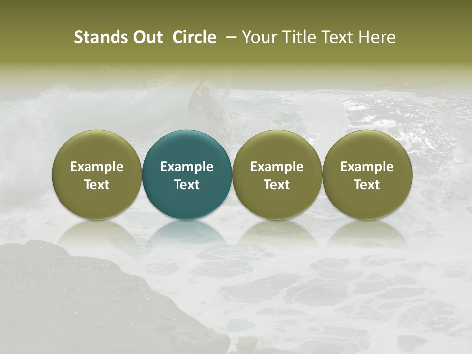 Surfing Close To The Dangerous Rocky Coast. PowerPoint Template