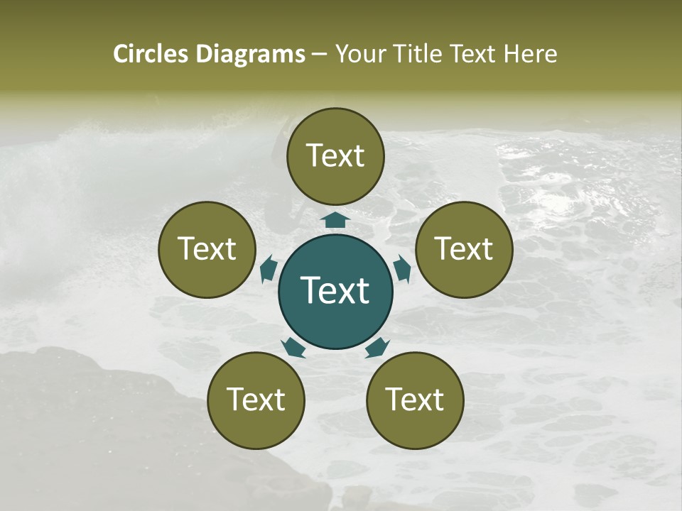 Surfing Close To The Dangerous Rocky Coast. PowerPoint Template