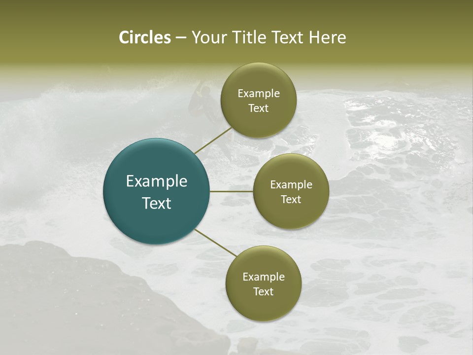 Surfing Close To The Dangerous Rocky Coast. PowerPoint Template
