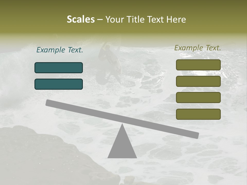 Surfing Close To The Dangerous Rocky Coast. PowerPoint Template
