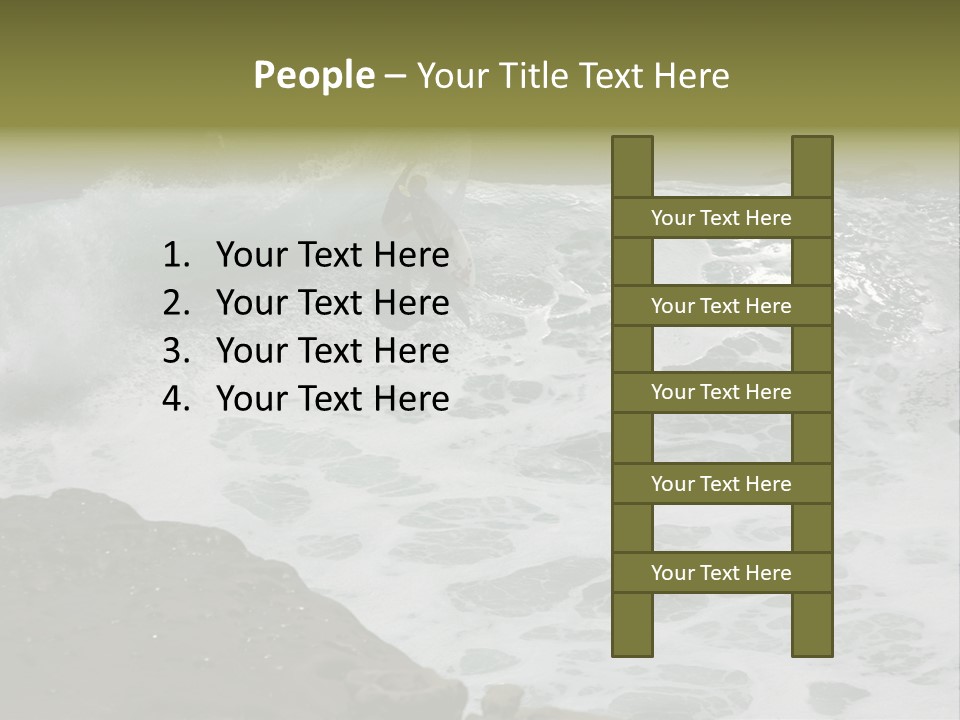 Surfing Close To The Dangerous Rocky Coast. PowerPoint Template