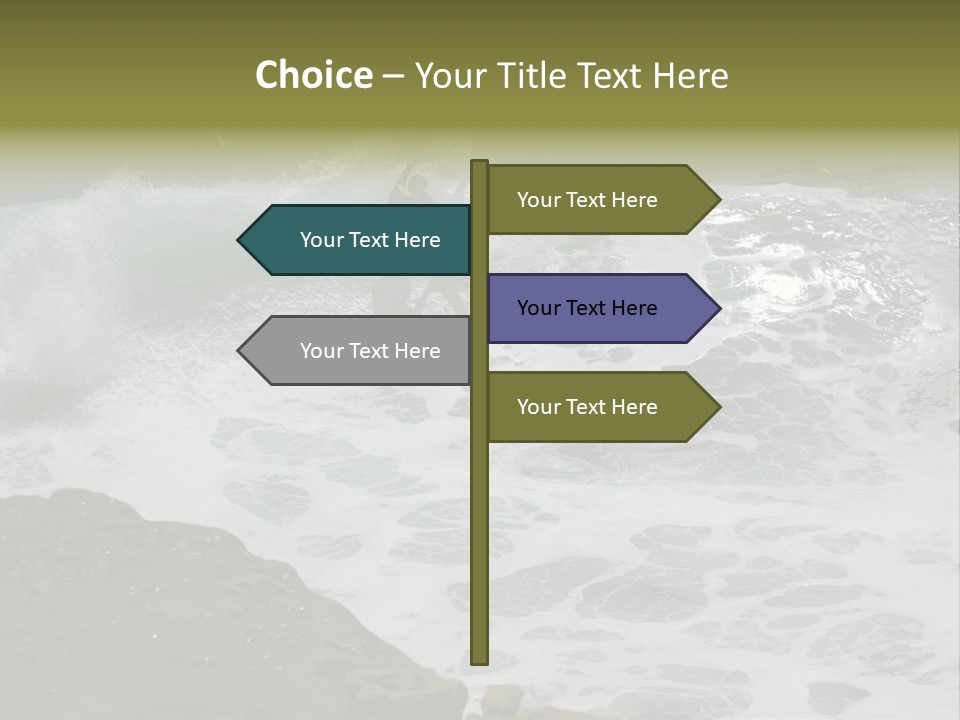 Surfing Close To The Dangerous Rocky Coast. PowerPoint Template