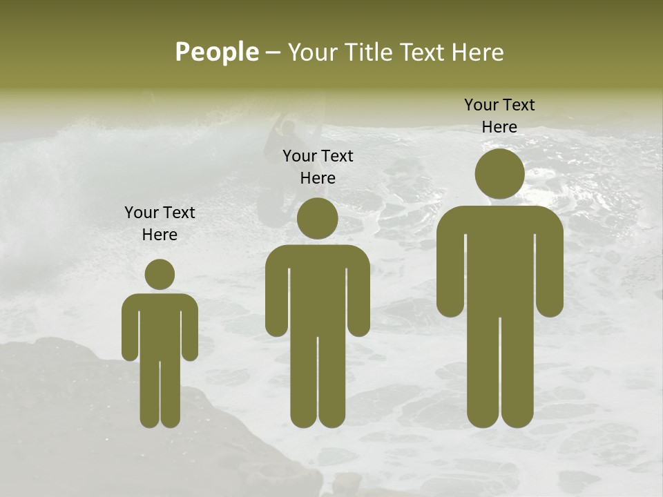 Surfing Close To The Dangerous Rocky Coast. PowerPoint Template