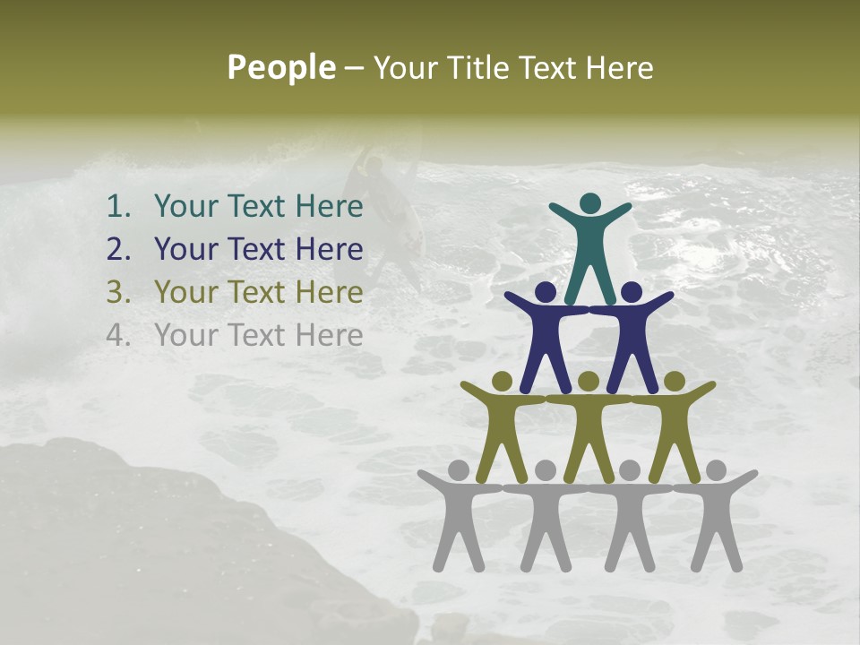 Surfing Close To The Dangerous Rocky Coast. PowerPoint Template