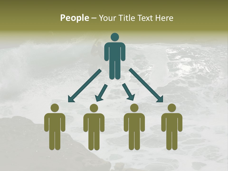 Surfing Close To The Dangerous Rocky Coast. PowerPoint Template