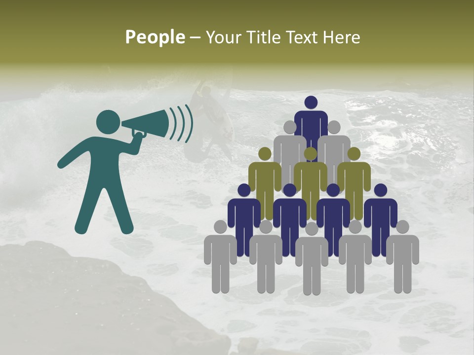 Surfing Close To The Dangerous Rocky Coast. PowerPoint Template