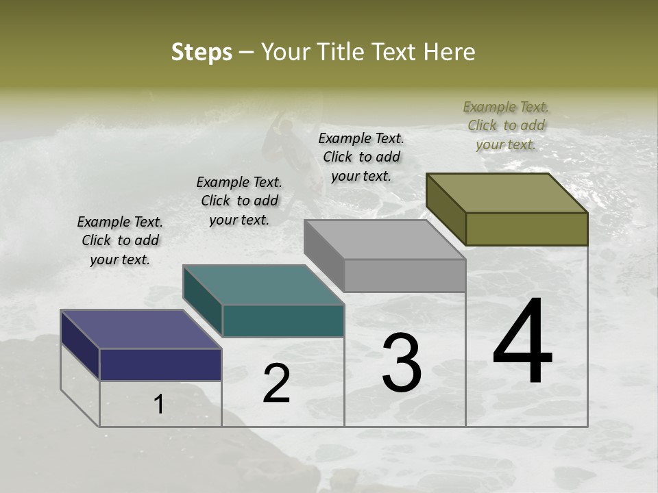 Surfing Close To The Dangerous Rocky Coast. PowerPoint Template