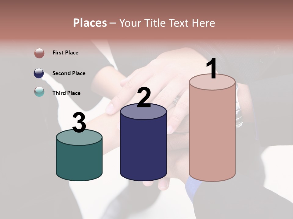 A Diverse Group Of Workers With Their Hands Together In Form Of Teamwork PowerPoint Template